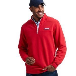 vineyard vines Red Collegiate Shep Shirt 1/4-Zip Long-Sleeve Pullover Sweatshirt